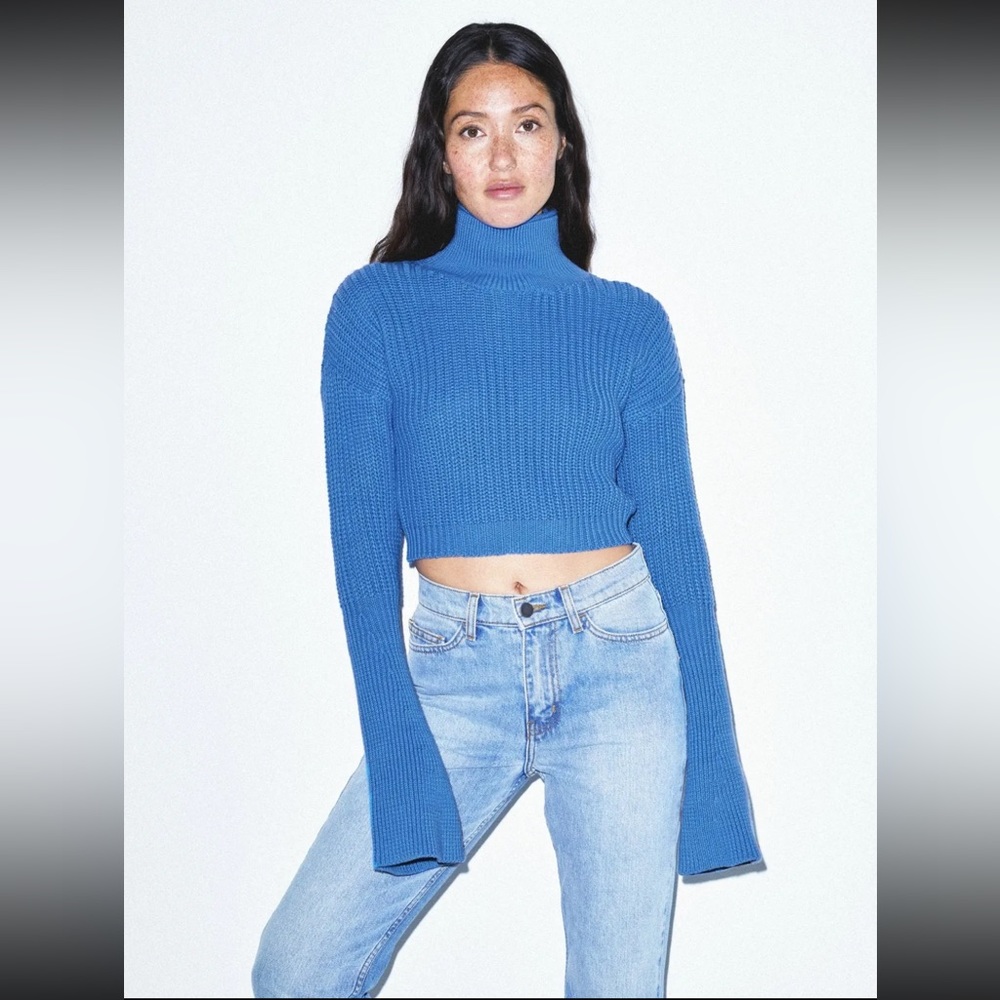American Apparel Blue Bell Sleeve Turtleneck Sweater